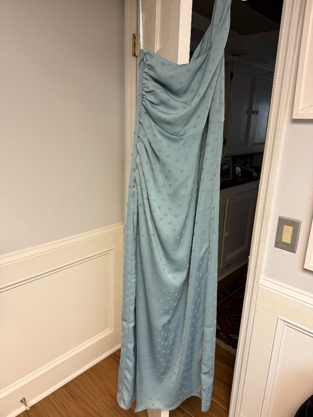 Favorite Daughter Women's The Singles Long Slate Blue Polka Dot Dress Size 8-New